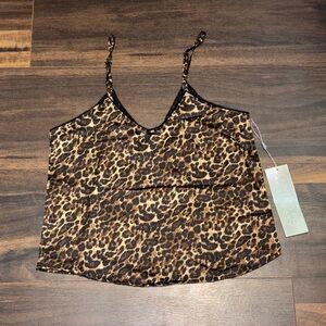 Leopard Print Cami Top with lace trim